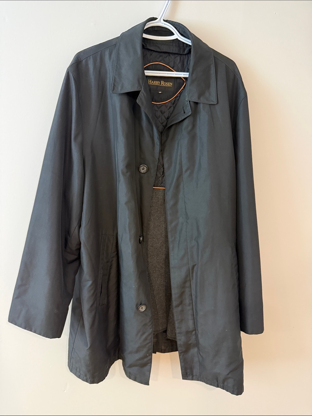 Harry Rosen Men's Black Single-Breasted Trench Coat